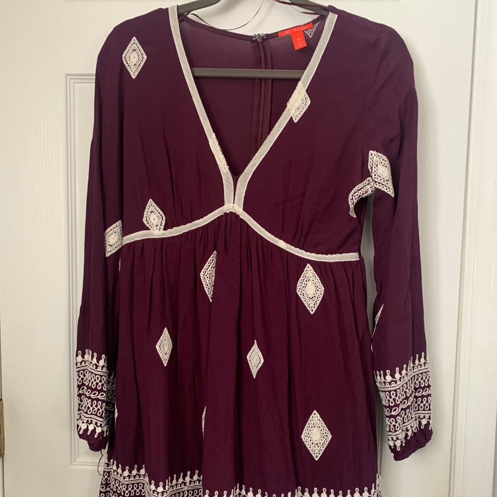 Purple and cream dress